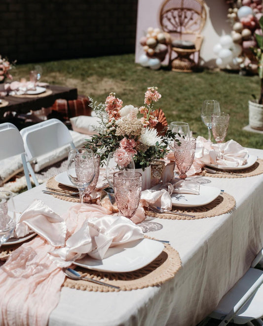 Cheesecloth 10ft Table Runner- Blush