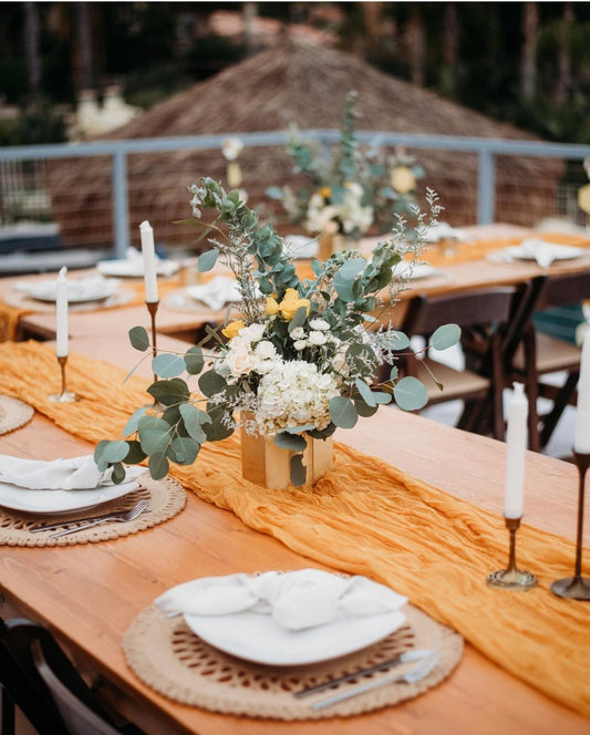 Cheesecloth 10ft Table Runner- Mustard Yellow